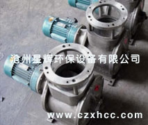 電動旋轉(zhuǎn)閥又稱星型卸料器,旋轉(zhuǎn)給料器,關(guān)風(fēng)器,是由帶有數(shù)個葉片的轉(zhuǎn)子在圓筒形機(jī)殼內(nèi)旋轉(zhuǎn),從上部料斗落入的物料，充塞在葉片間的空格內(nèi),隨葉片的旋轉(zhuǎn)而卸出..